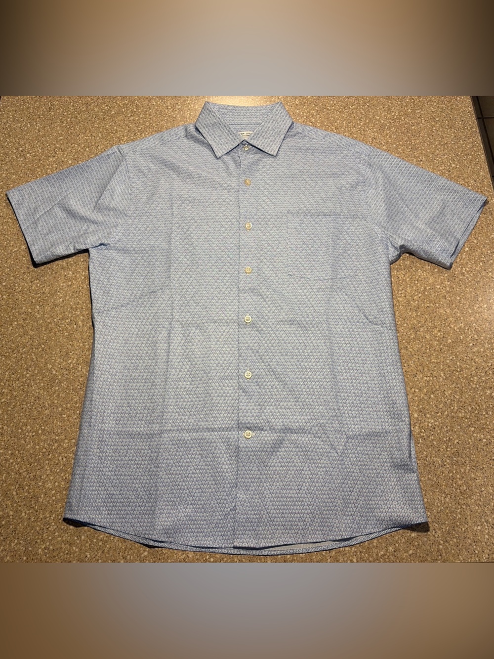 Peter Millar Crown Sport Wine Summer Comfort Short Sleeve Button Down Blue Small